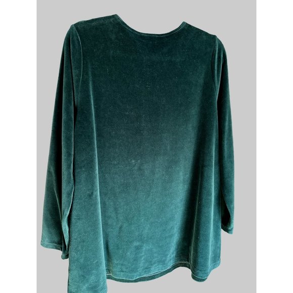 Susan Graver size M forest green split neck velour tunic top - Picture 2 of 5
